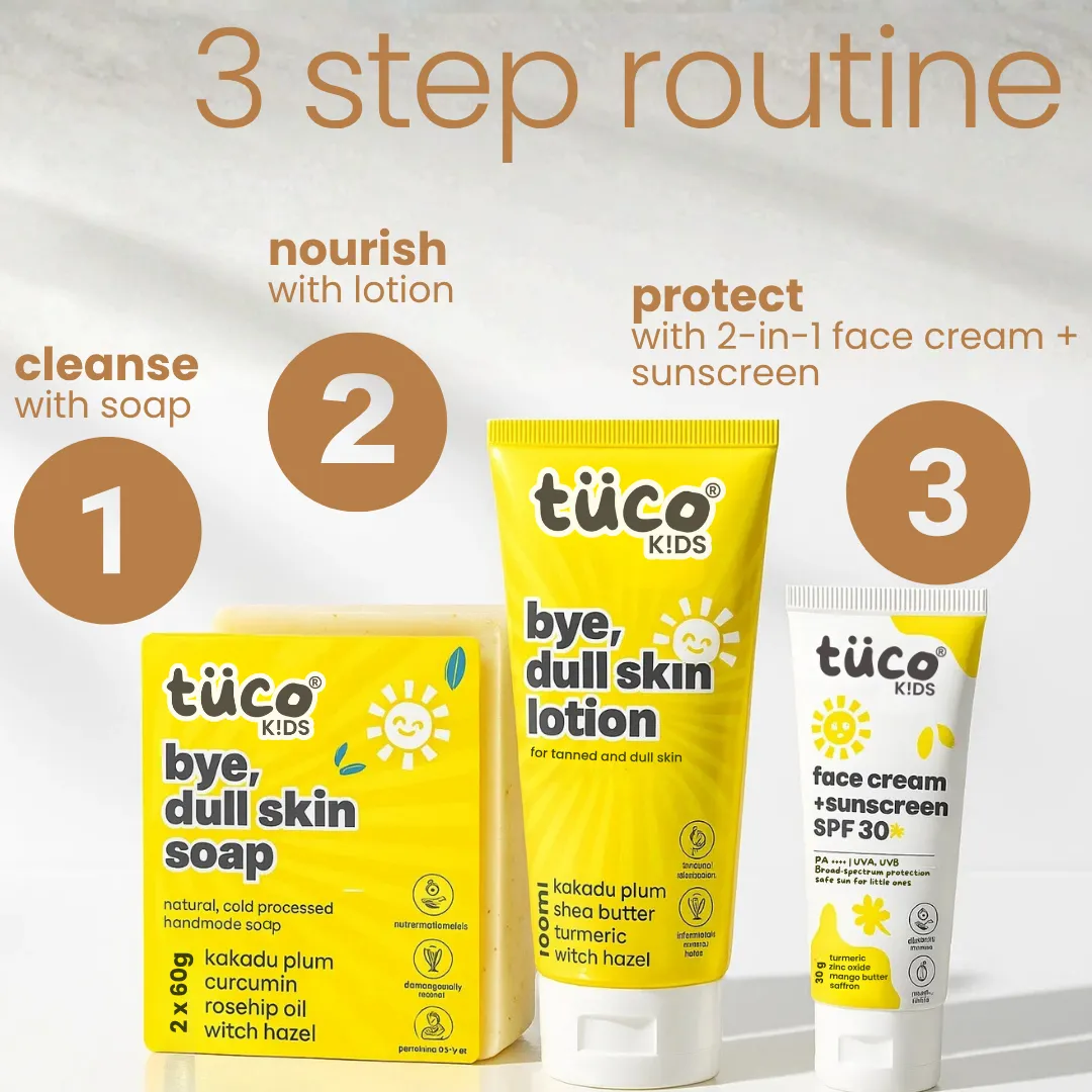 Dull Skin Kit for Kids: Dull Skin Lotion + Dull Skin Soap + Sunscream SPF 30 - Image 2