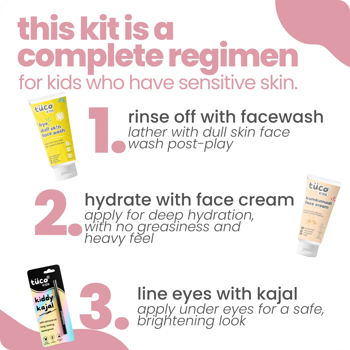 Festive Glow Kit: Dull Skin Face Wash + Kumkumadi Face Cream + Castor Kajal - Image 3