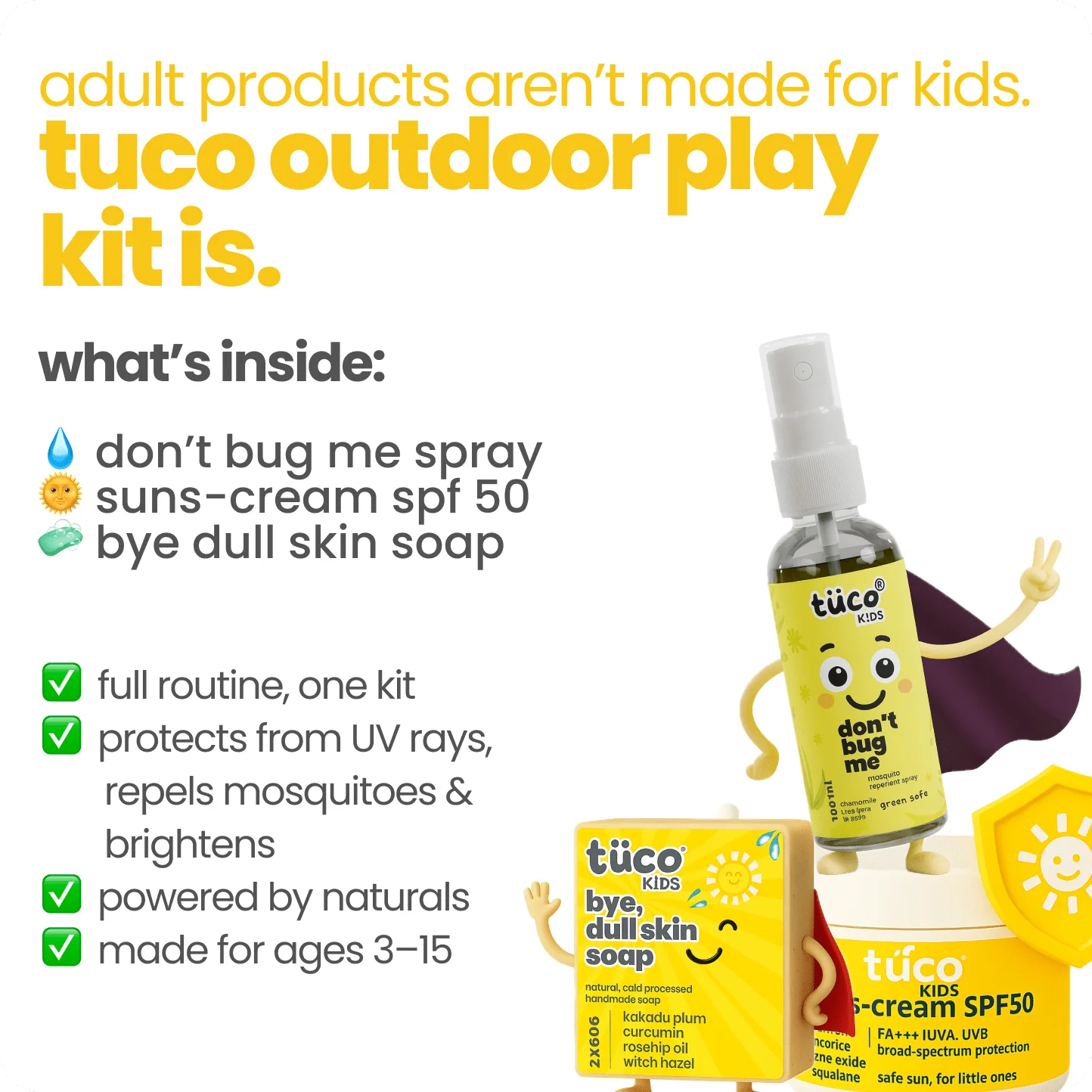 Outdoor Play giftpack : Sunscreen + Dull Skin Soap + Mosquito Repellent Spray - Image 2