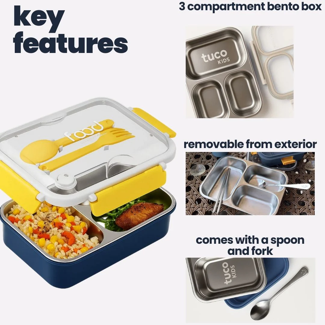 Tuco Kids 3 Compartment Bento Lunch Box. - Image 5